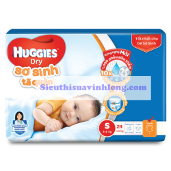 BỈM - TÃ QUẦN SƠ SINH HUGGIES SIZE S - 24 MIẾNG (CHO BÉ 4 - 8KG)