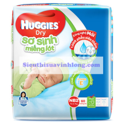 MIẾNG LÓT SƠ SINH HUGGIES NB2 - 60 MIẾNG (CHO BÉ 4 - 7KG)