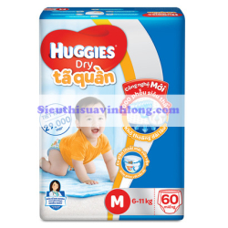 BỈM - TÃ QUẦN HUGGIES SIZE M - 60 MIẾNG (CHO BÉ 6 - 11KG)