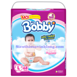 BỈM - TÃ DÁN BOBBY SIZE L - 68 MIẾNG (CHO BÉ 9 - 13KG)