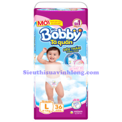 BỈM - TÃ QUẦN BOBBY SIZE L - 36 MIẾNG (CHO BÉ 9 - 13KG)