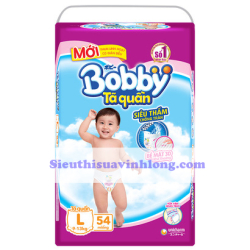 BỈM - TÃ QUẦN BOBBY SIZE L - 54 MIẾNG (CHO BÉ 9 - 13KG)